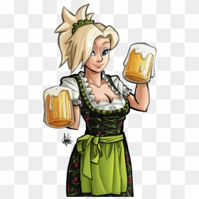 Oktoberfest Cartoon Fictional Character - Overwatch St Patrick's Day, HD Png Download - overwatch mercy png