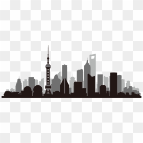 Shanghai Royalty-free Skyline - Shanghai Skyline Silhouette, HD Png Download - town png