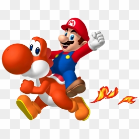 Mario On Red Yoshi, HD Png Download - mario head png