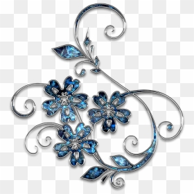 Blue And Silver Flower, HD Png Download - jewel png