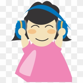 Girl With Headphones Vector Illustration - Clipart Use Headphones, HD Png Download - headphones vector png