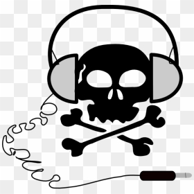 Headphone Skull Svg Clip Arts - Headphone With Skull Clipart, HD Png Download - headphones vector png