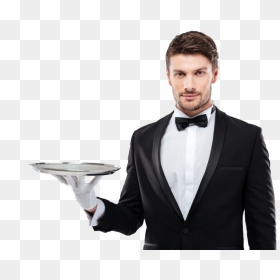 Hotel Waiter Png Clipart - Man Holding Something Png, Transparent Png - waiter png