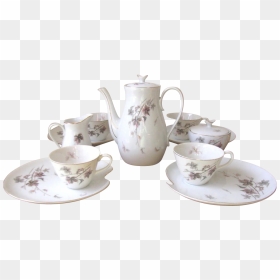 Vintage Purple And Gray Luncheon Set With Teapot - Porcelain, HD Png Download - tea pot png