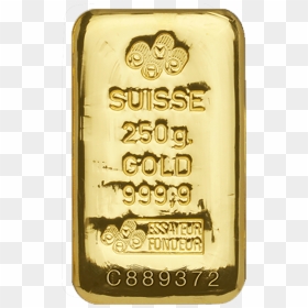 250g Pamp Suisse Gold Cast Bar Front - Gold, HD Png Download - gold bar png