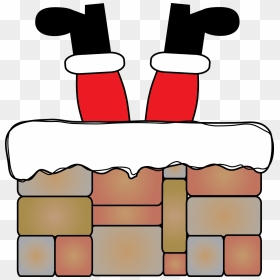 Clipart Santa In Fireplace - Santa Down Chimney Clipart, HD Png Download - fireplace png
