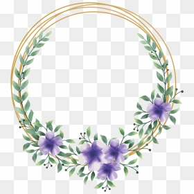 #wreath #flower #circle #geometric #glitter #gold #watercolor - Gold Circle With Flowers, HD Png Download - flower circle png