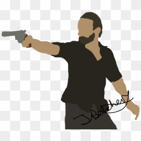 The Main Protagonist, Rick Grimes Points His Gun At - Shoot Rifle, HD Png Download - rick grimes png