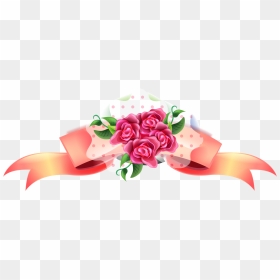 Cartoon Hand Painted Rose Bow - Pink Rose Banner Png, Transparent Png - pink banner png