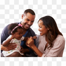 Happy Parents Playing With Baby Girl On Dad"s Knee, - Black Parents With Baby, HD Png Download - parents png