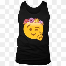 Peace Emoji Laughing Flower Crown T Shirt - Smiley, HD Png Download - peace emoji png