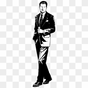 Man In Suit Clipart Black And White, HD Png Download - man in suit silhouette png