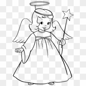 Colouring Picture Of Angel, HD Png Download - christmas angel png