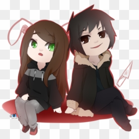 Emo And Scene Couple Drawing, HD Png Download - anime couple png