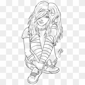 Anime Girl Coloring Pages Emo, HD Png Download - anime couple png