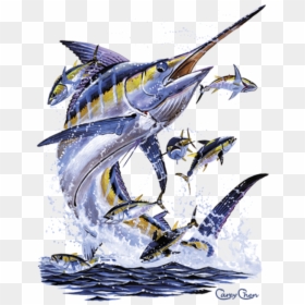 Blue Marlin Drawings, HD Png Download - fish jumping png