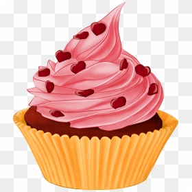 Cartoon Cupcake Heart Topping - Cupcake Clipart Png, Transparent Png - cupcakes png