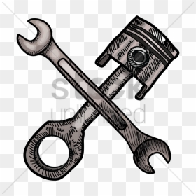Piston Wrench Clipart Spanners Tool Clip Art - Wrench And Piston Crossed, HD Png Download - piston png