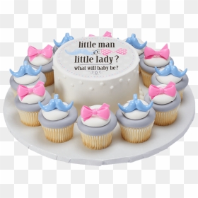 Gender Reveal Cake And Cupcakes - Bows Or Bowties Gender Reveal Cake, HD Png Download - cupcakes png