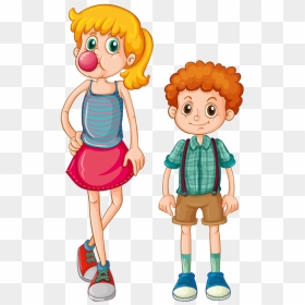 Family Clip Art - Tall And Short Kids, HD Png Download - curly hair png