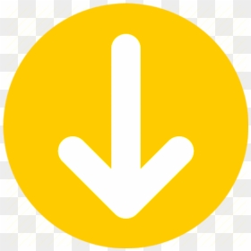 A Round Yellow Disc, With Embedded Down Arrow - Circle, HD Png Download - yellow arrow png