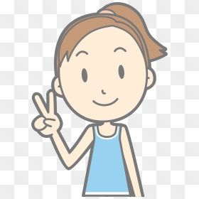 Cartoon Girl Peace Sign - Clip Art, HD Png Download - peace emoji png