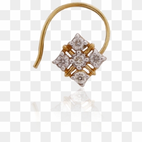 South Indian Floral Diamond Nosepin - Engagement Ring, HD Png Download - nose ring png