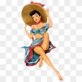 Retro Pin-up Girl In Beach Clothing - Pin Up Girl Png, Transparent Png - pin up girl png