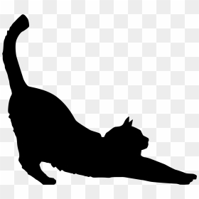 Cat Vector Png - Cat Stretching Silhouette, Transparent Png - cat silhouette png