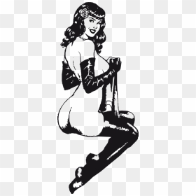 Pin-up Girl Erotic Sticker - Black And White Pin Up Girl Clipart, HD Png Download - pin up girl png