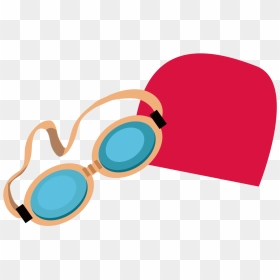 Swim And Cap Goggles Glasses Swimming Clipart - Swimming Cap And Goggles Drawing, HD Png Download - swimming png