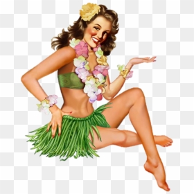 Hula Girls Pin - Hawaiian Girl Pin Up, HD Png Download - pin up girl png