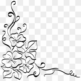 Decorative Line Drawings Png - Border Flower Design Drawing, Transparent Png - flower drawing png