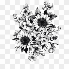 Tattoo Sketch Flower Drawing Sunflower Png Free Photo - Sunflower Black And White Flower Drawing, Transparent Png - flower drawing png
