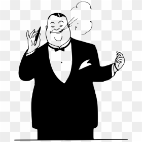 Smoking Smoke Man Fat Drawing - Fat Man In Suit Cartoon, HD Png Download - cartoon smoke png
