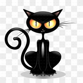 Cartoon Black Cat Desktop Backgrounds Clip Art Transparent - Angry Black Cat Cartoon, HD Png Download - cartoon cat png
