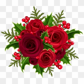Bouquet Of Roses Clipart - Red Rose Flower For Christmas, HD Png Download - rose clipart png