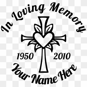 In Loving Memory Cross With Heart Sticker Designer - Free In Loving Memory Svg, HD Png Download - heart drawing png