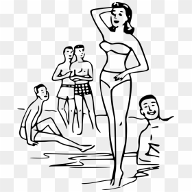 Beach With People Drawing , Png Download - Draw Beach With Peoples, Transparent Png - drawing png