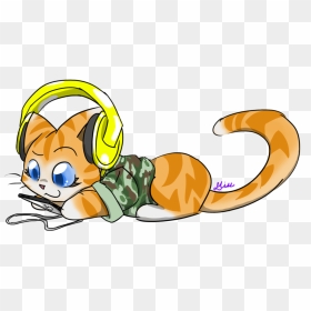Cat Listening To Music Clipart - Funny Cat Cartoon Png, Transparent Png - cartoon cat png