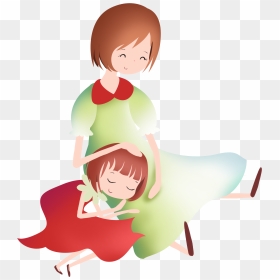 Hand Painted Cartoon Mother And Daughter Decoration - Mother And Daughter Cartoon, HD Png Download - mother png