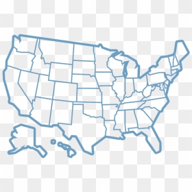 United States Map Outline In Light Blue - United States Map Outline, HD Png Download - united states map png