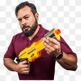 Alvaro Posing With A Nerf Gun - Guy Posing With Gun Png, Transparent Png - nerf gun png