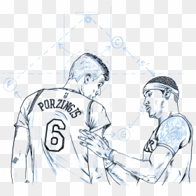 What Have You Learned Playing With Carmelo Anthony - Kristaps Porzingis Line Art, HD Png Download - carmelo anthony png