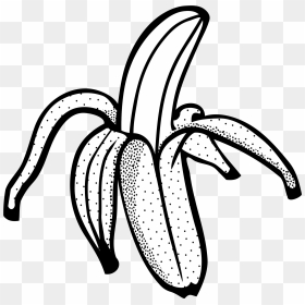 Lineart Clip Arts - Banana Clip Art Black And White, HD Png Download - banana peel png