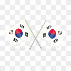 Two Wavy Flags - Two South Korea Flag, HD Png Download - korean flag png