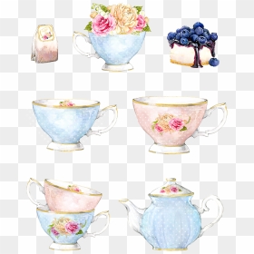Decorative Coffee Cup Porcelain Vase Watercolor Vector - Teapot, HD Png Download - coffee cup vector png