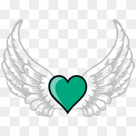 Mq Green Heart Hearts Wings Wing - Heart With Wings Png, Transparent Png - angel wings png clipart