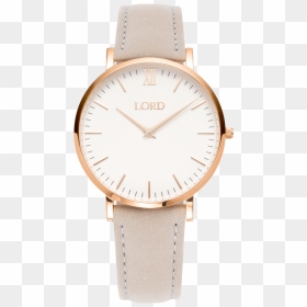Classic Grey Ladies Watch White Face Golden Hands - Analog Watch, HD Png Download - watch hands png