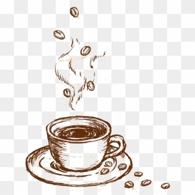 Coffee Cappuccino Cup Gourmet Material Vector Cafe - Coffee Cup Sketch Png, Transparent Png - cafe png